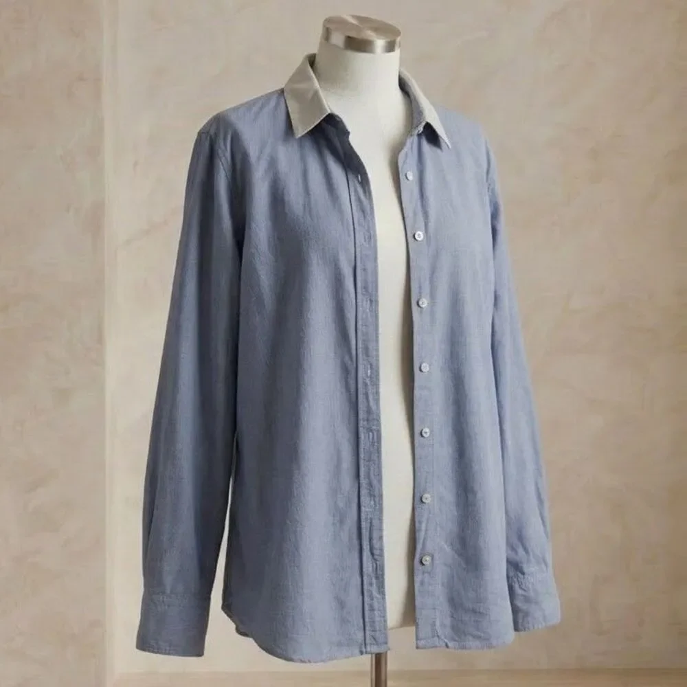 J.Crew The Boy Shirt Womens Size 4 Blue Chambray Button Down Cotton Shirt